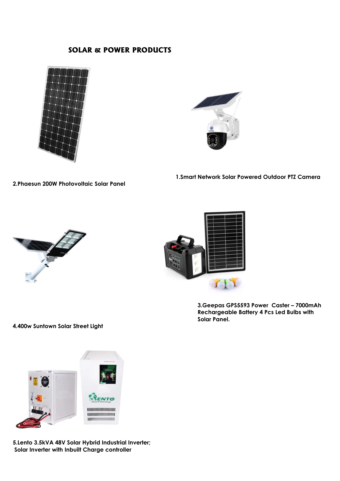 Solar power products