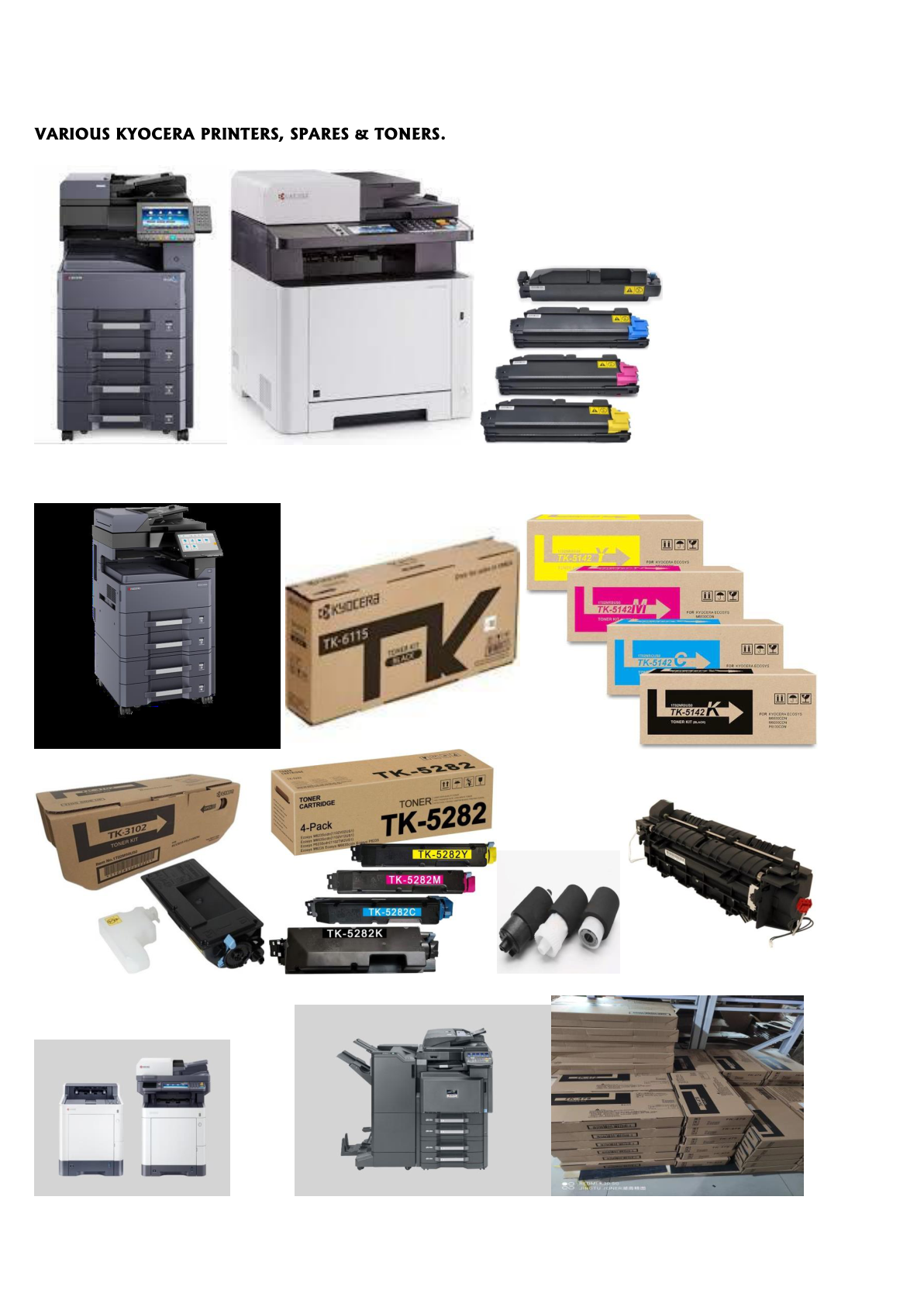 Kyocera printers, toners and spares